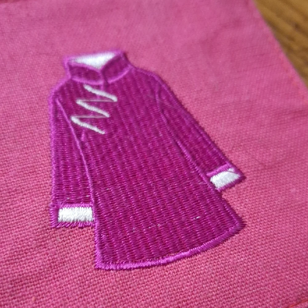 Set of Four Pink Kimono Embroidered Coasters